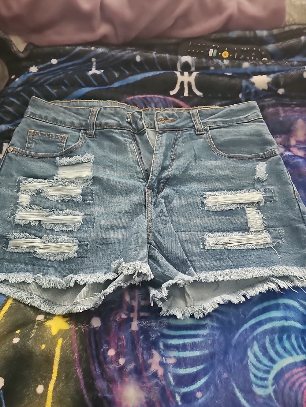 Amazon Light Blue Distressed Denim Jean Shorts